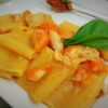 paccheri pescatrice pomodoro giallo e tarallo sbriciolato